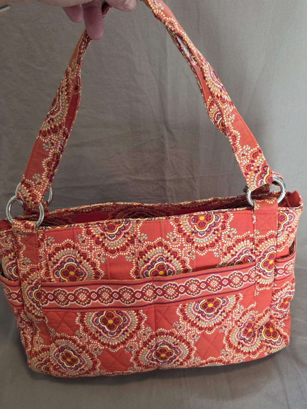 Vera Bradley Quilted Floral Shoulder Bag in Orange